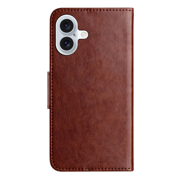 For iPhone 17 Case Imprinted Mini Butterfly Leather Wallet Phone Cover - Brown - 7