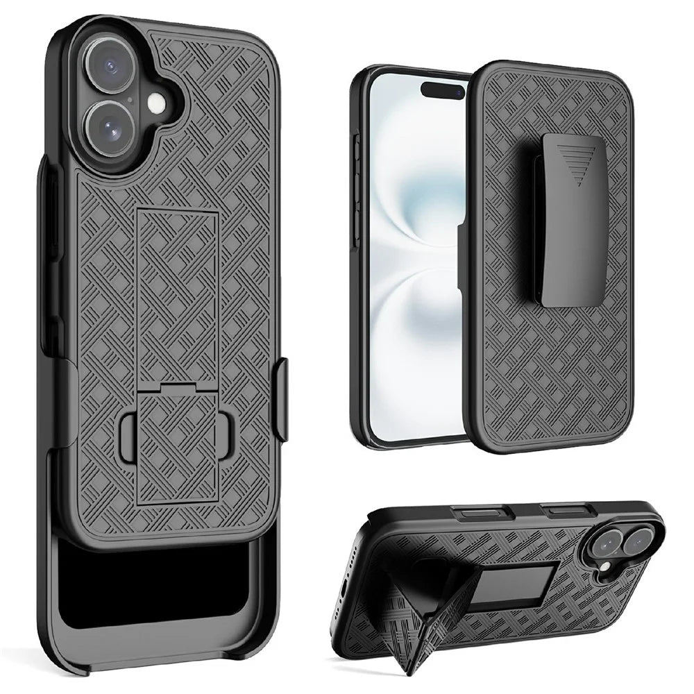 For iPhone 17 Case PC + TPU Sliding Screen Cover Kickstand Phone Shell with Clip - 1