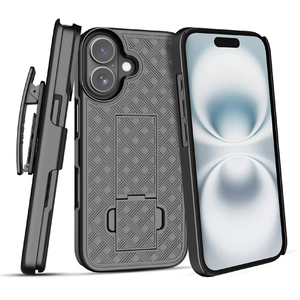 For iPhone 17 Case PC + TPU Sliding Screen Cover Kickstand Phone Shell with Clip - 2
