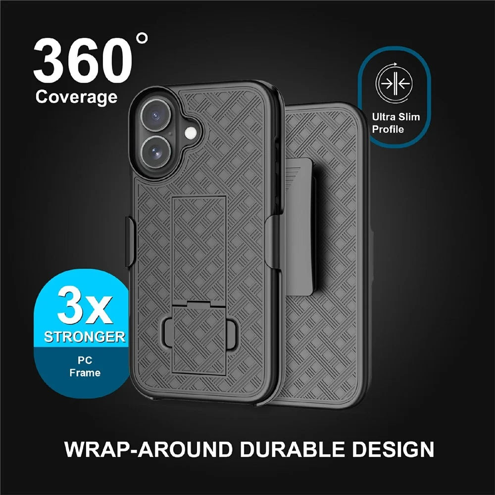 For iPhone 17 Case PC + TPU Sliding Screen Cover Kickstand Phone Shell with Clip - 4
