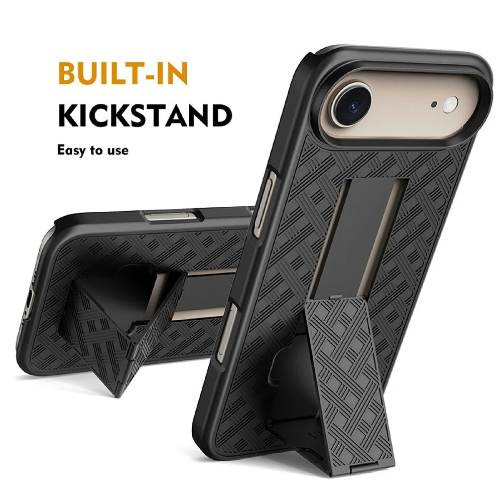 For iPhone Air Case PC + TPU Sliding Screen Cover Kickstand Phone Shell with Clip - 3