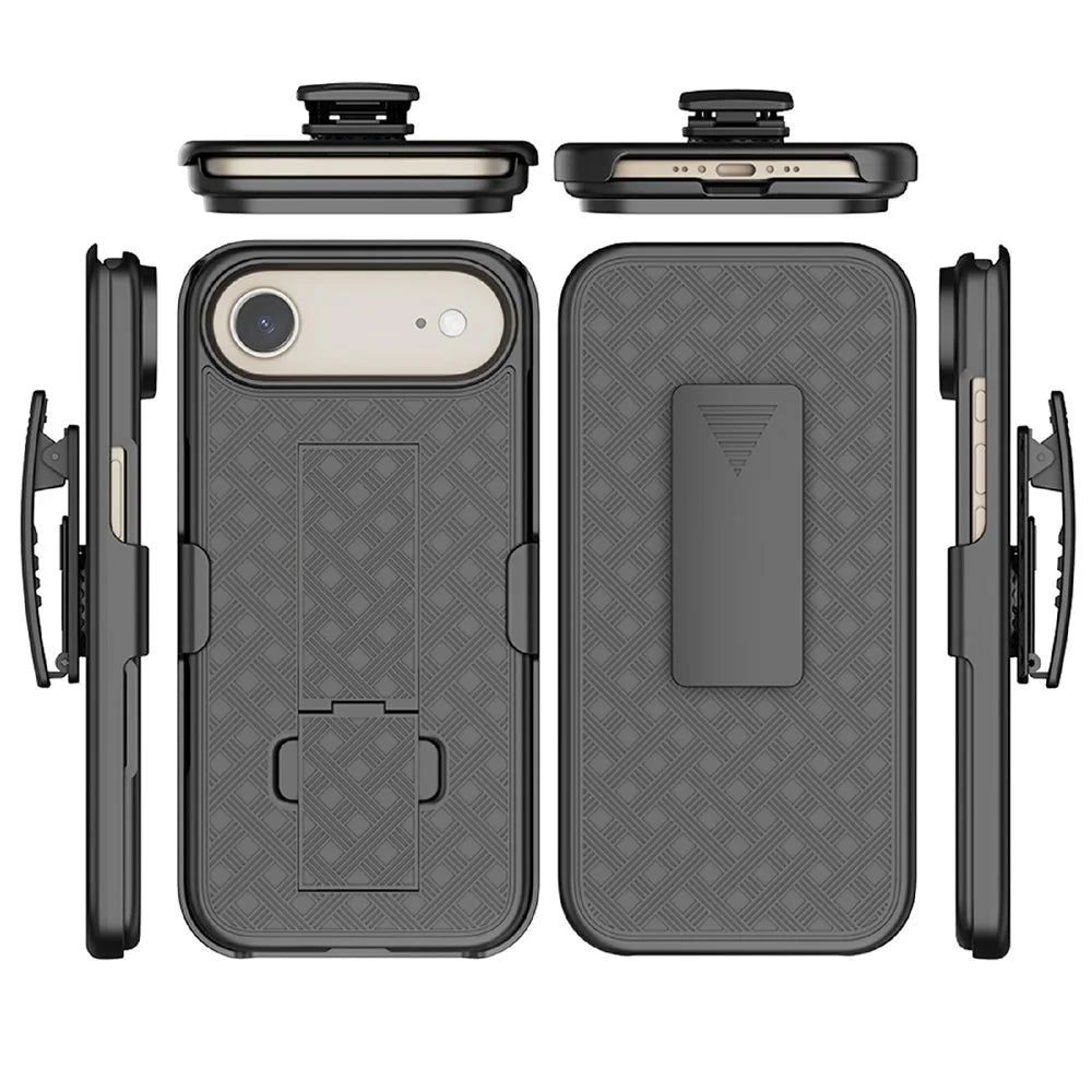 For iPhone Air Case PC + TPU Sliding Screen Cover Kickstand Phone Shell with Clip - 6