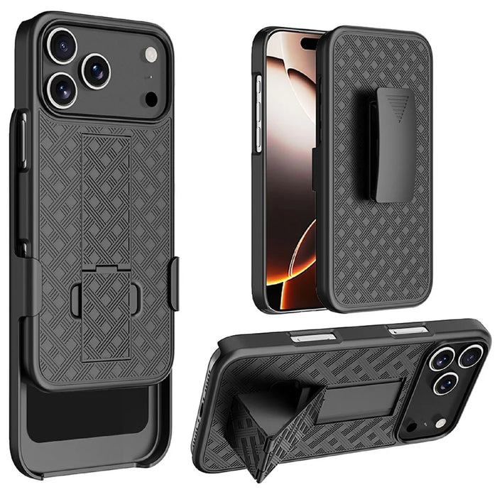 For iPhone 17 Pro Case PC + TPU Sliding Screen Cover Kickstand Phone Shell with Clip - 1
