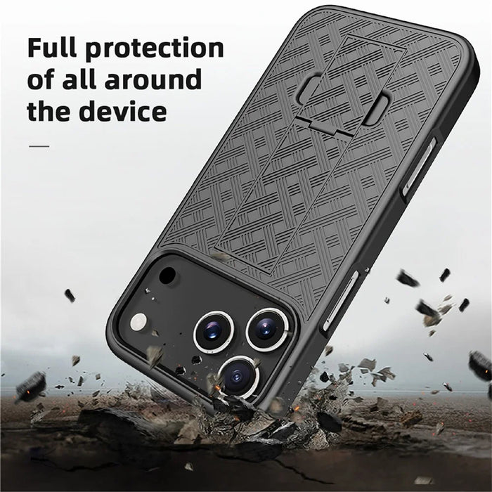 For iPhone 17 Pro Case PC + TPU Sliding Screen Cover Kickstand Phone Shell with Clip - 4