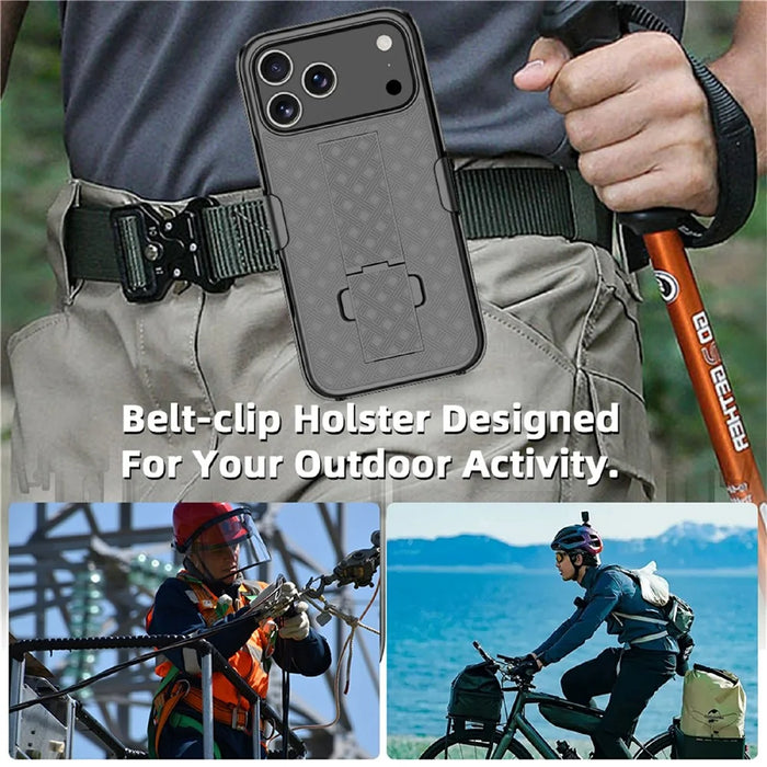 For iPhone 17 Pro Case PC + TPU Sliding Screen Cover Kickstand Phone Shell with Clip - 5