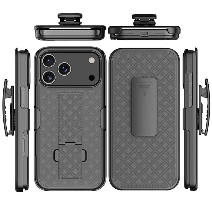 For iPhone 17 Pro Case PC + TPU Sliding Screen Cover Kickstand Phone Shell with Clip - 6