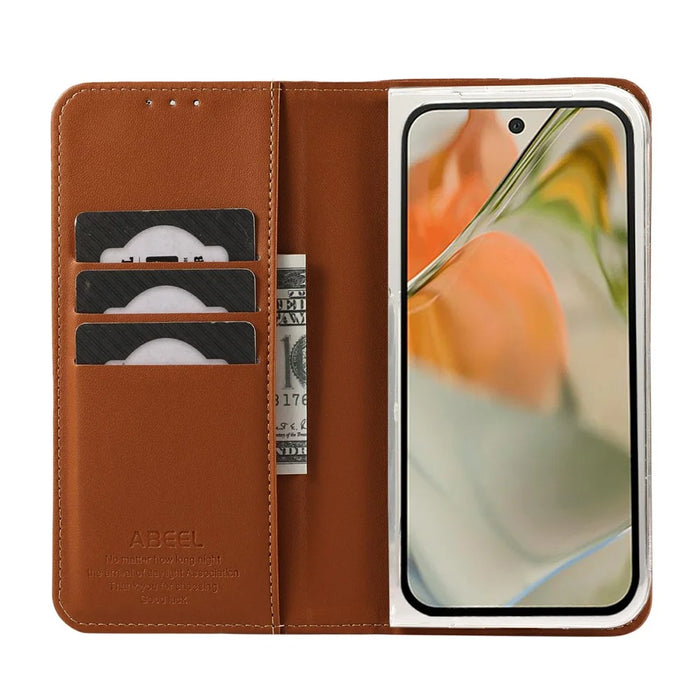 ABEEL For Google Pixel 10 Pro Fold Phone Case RFID Blocking Leather Flip Cover - Brown - 3