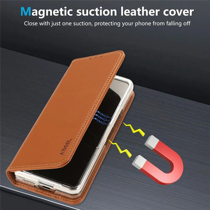 ABEEL For Google Pixel 10 Pro Fold Phone Case RFID Blocking Leather Flip Cover - Brown - 6