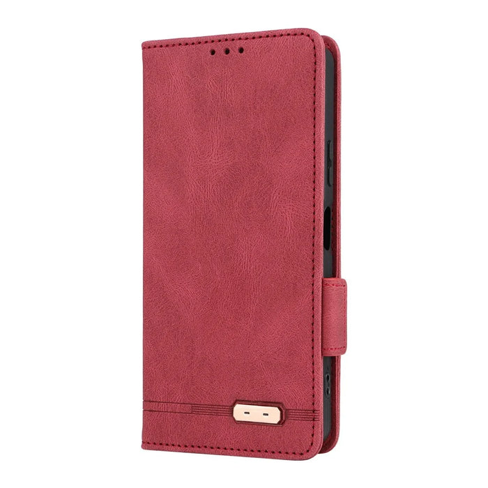 For Sony Xperia 10 VII Case Leather Wallet Flip Phone Cover with Hardware Decor - Rose - 6
