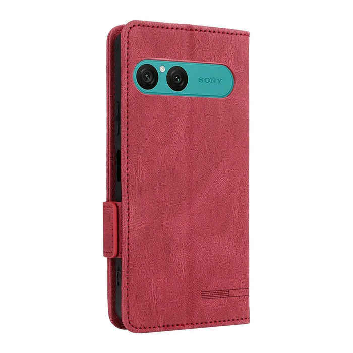 For Sony Xperia 10 VII Case Leather Wallet Flip Phone Cover with Hardware Decor - Rose - 7