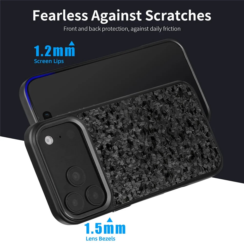 For iPhone 17 Pro Max Magnetic Case Forged Texture Aramid Fiber + TPU Phone Cover with Metal Lens Frame - Gold Lens Frame + Gold - 7