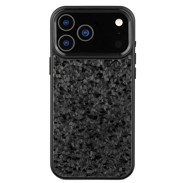 For iPhone 17 Pro Case Forged Texture Aramid Fiber + TPU Phone Cover with Black Lens Frame - Black - 2