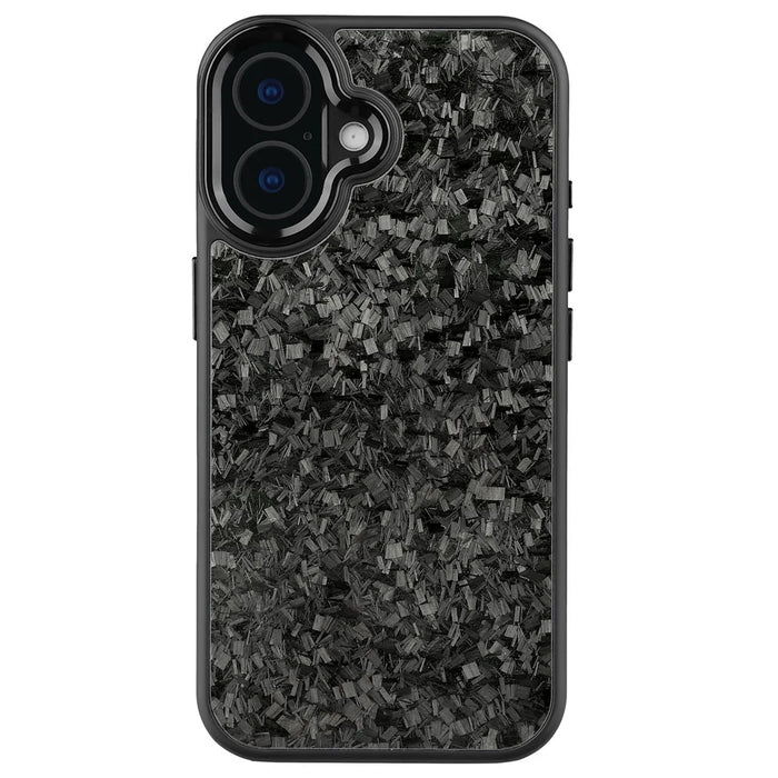 For iPhone 17 Case Forged Texture Aramid Fiber + TPU Phone Cover with Black Lens Frame - Black - 2
