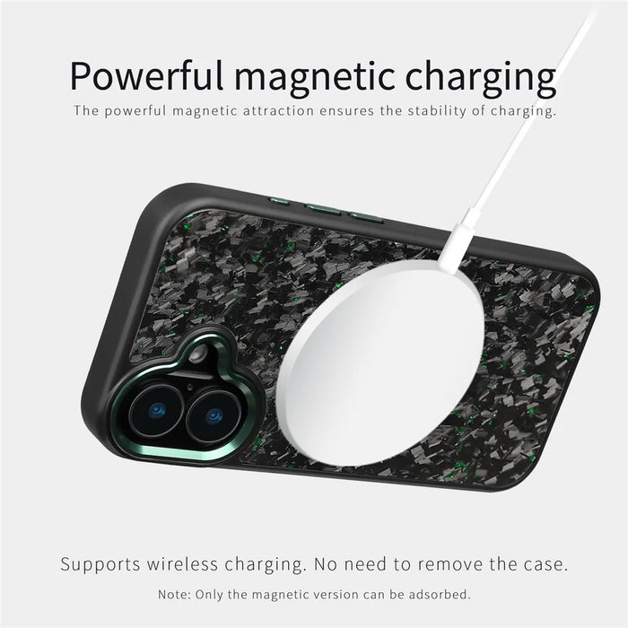 For iPhone 17 Case Forged Texture Aramid Fiber + TPU Phone Cover with Black Lens Frame - Black - 6