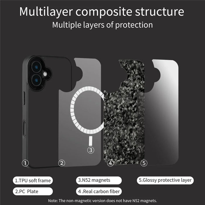 For iPhone 17 Case Forged Texture Aramid Fiber + TPU Phone Cover with Black Lens Frame - Black - 7