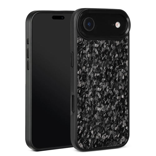 For iPhone Air Case Forged Texture Aramid Fiber + TPU Phone Cover with Black Lens Frame - Black - 1