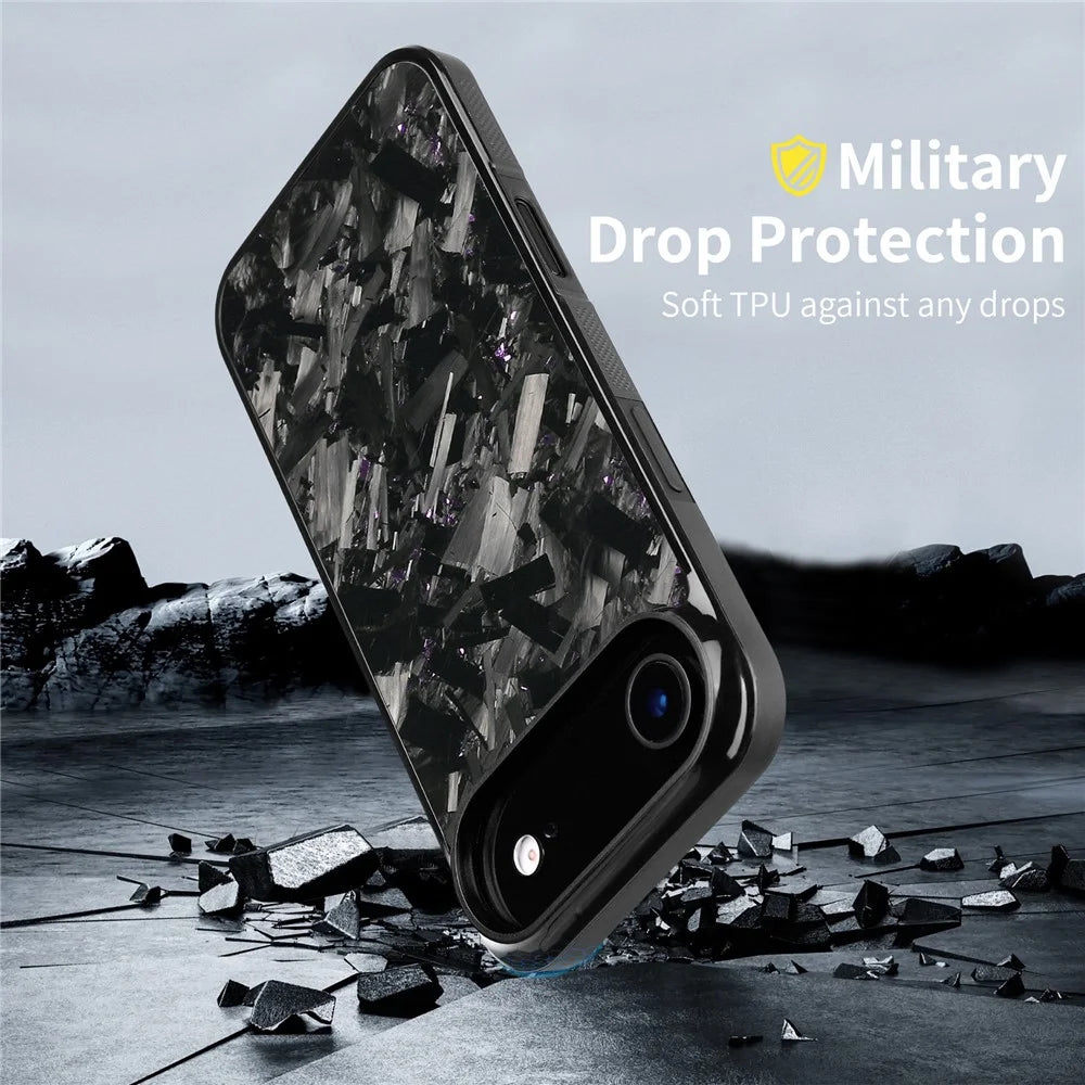 For iPhone Air Magnetic Case Large Texture Aramid Fiber + TPU Phone Cover - Black - 3