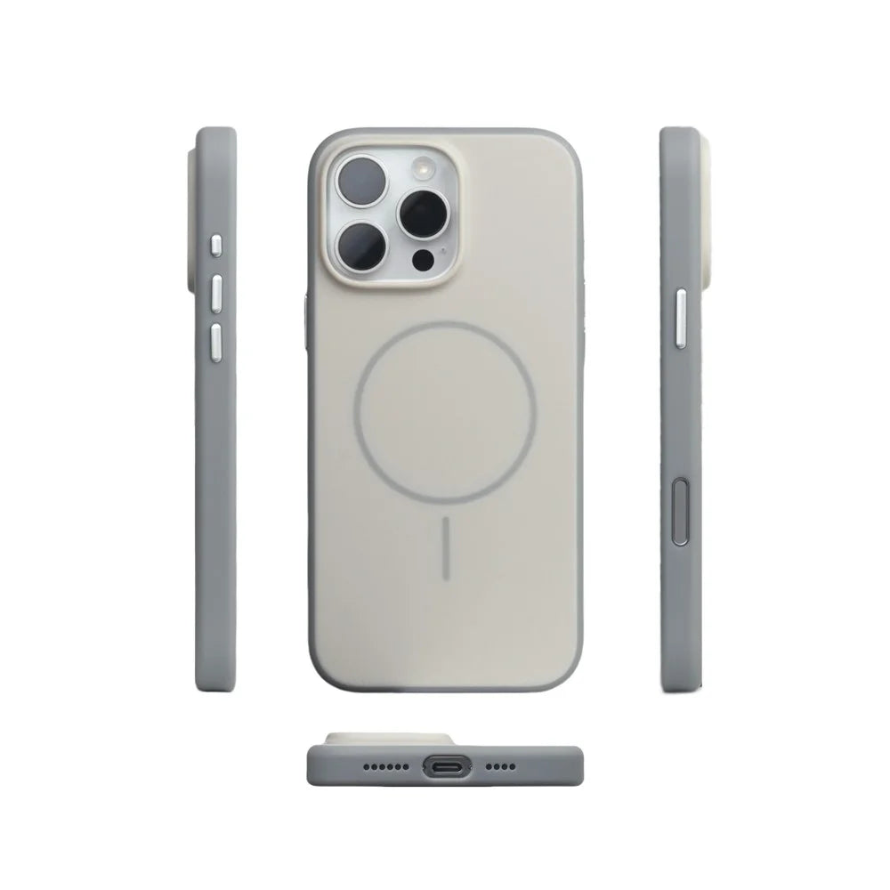 For iPhone 17 Pro Case Compatible with MagSafe Matte Skin Feel TPU + PC Phone Cover - White - 2