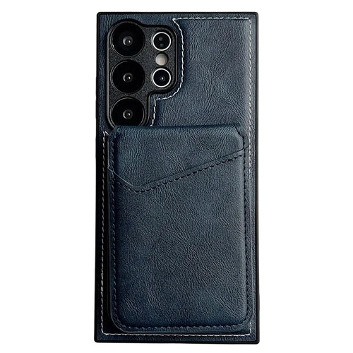 For Samsung Galaxy S25 Ultra Case Detachable Card Holder Kickstand Leather Back Phone Cover Magnetic Case - Navy Blue - 1