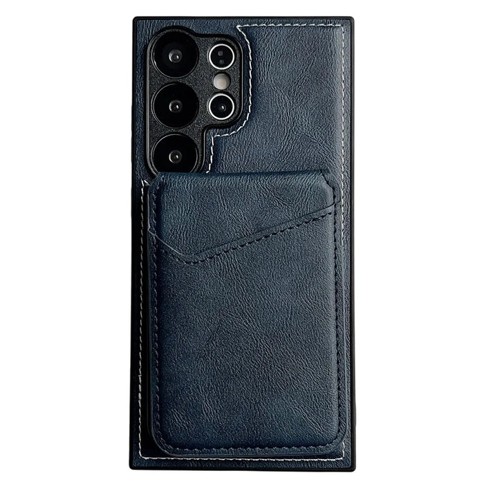 For Samsung Galaxy S25 Ultra Case Detachable Card Holder Kickstand Leather Back Phone Cover Magnetic Case - Navy Blue - 1
