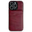 For iPhone 16 Pro Case Detachable Card Holder Kickstand Leather Back Phone Cover Compatible with MagSafe - Wine Red - 1