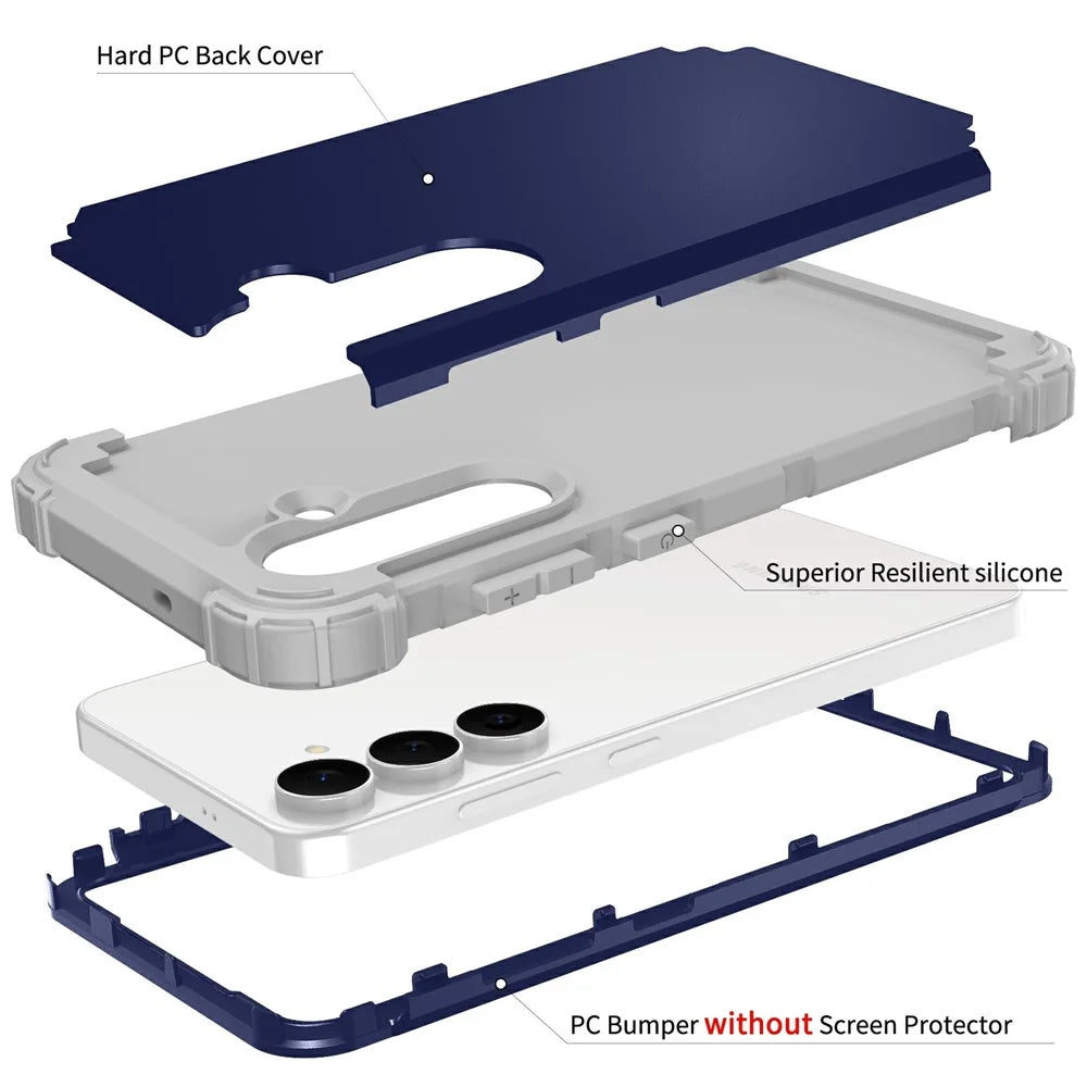 For Samsung Galaxy S25 FE Case Shockproof PC + TPU Phone Back Cover - Navy Blue - 3