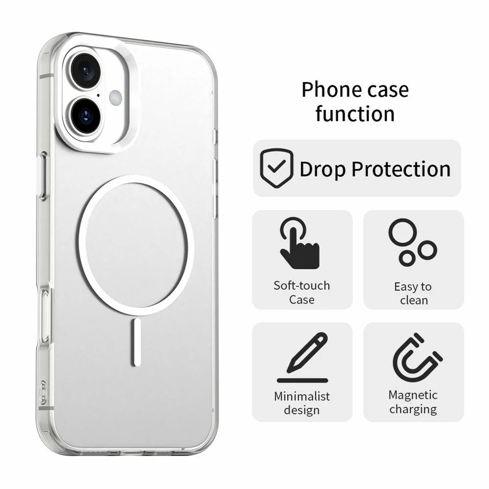 For iPhone 17 Case Candy Color PC + TPU + PET Phone Cover Compatible with MagSafe - White - 6