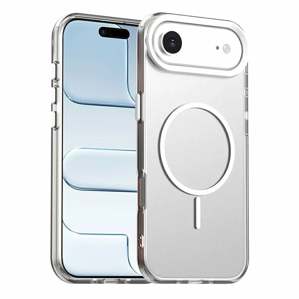 For iPhone Air Case Candy Color PC + TPU + PET Phone Cover Compatible with MagSafe - White - 1