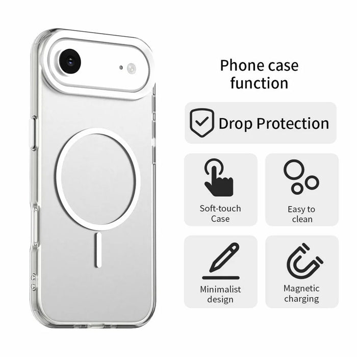 For iPhone Air Case Candy Color PC + TPU + PET Phone Cover Compatible with MagSafe - White - 6