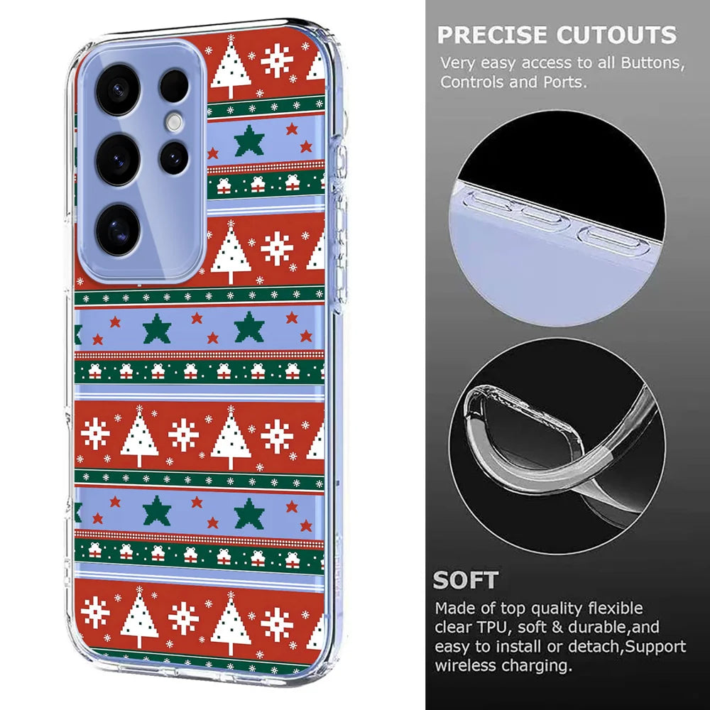 For Samsung Galaxy S24 Ultra Case Christmas Themed Pattern Printing TPU Phone Back Cover - Christmas Ribbons - 6
