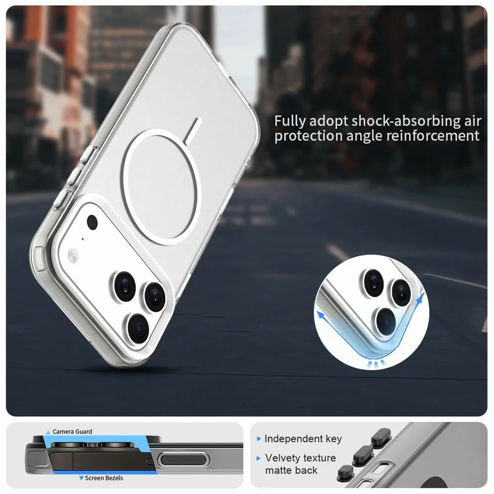 For iPhone 18 Pro Max / 17 Pro Max Case Candy Color PC + TPU + PET Phone Cover Compatible with MagSafe - White - 2