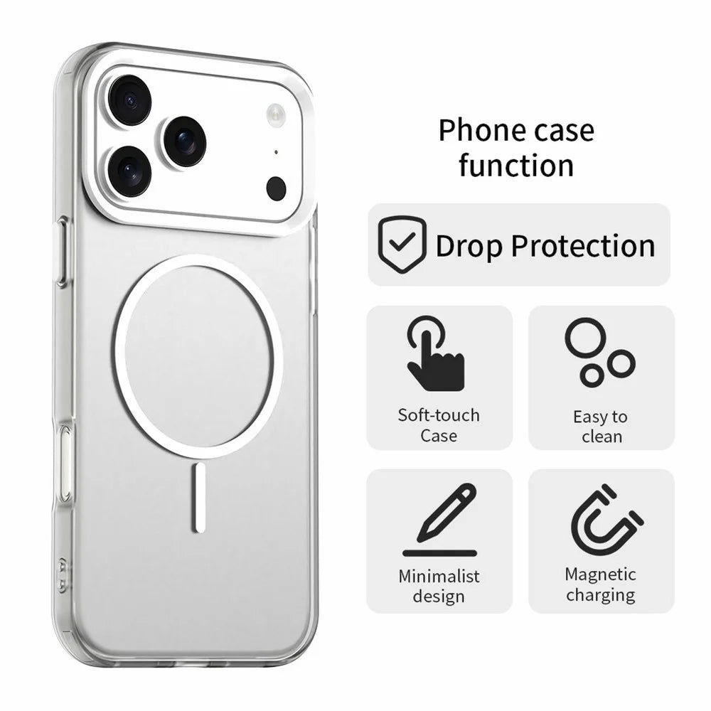 For iPhone 18 Pro Max / 17 Pro Max Case Candy Color PC + TPU + PET Phone Cover Compatible with MagSafe - White - 6