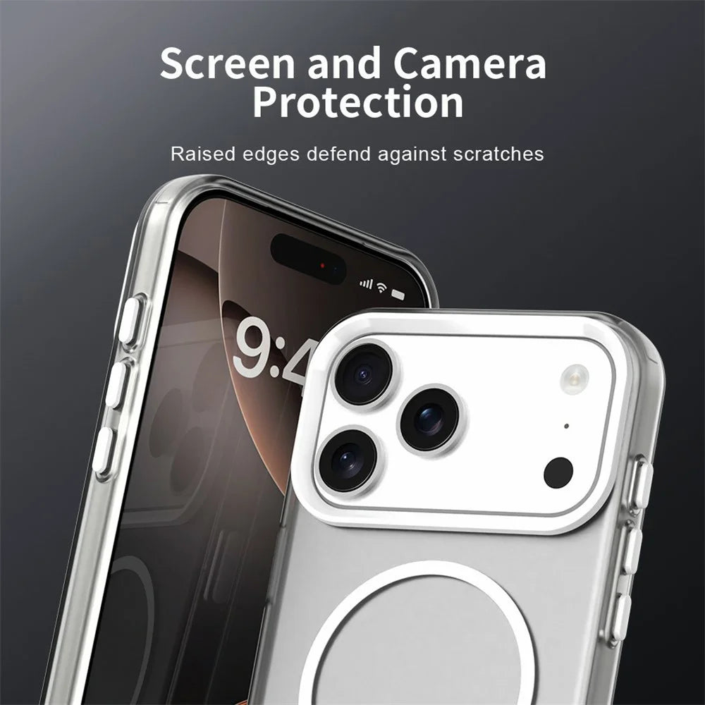For iPhone 18 Pro Max / 17 Pro Max Case Candy Color PC + TPU + PET Phone Cover Compatible with MagSafe - White - 7