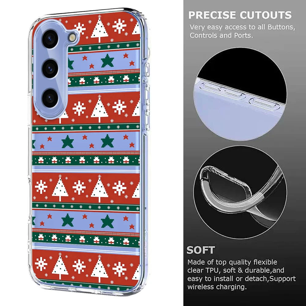 For Samsung Galaxy S24 FE Case Christmas Themed Pattern Printing TPU Phone Back Cover - Christmas Ribbons - 6