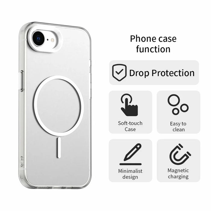For iPhone 17e / 16e Case Candy Color PC + TPU + PET Phone Cover Compatible with MagSafe - White - 6