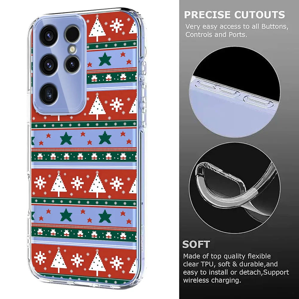 For Samsung Galaxy S23 Ultra Case Christmas Themed Pattern Printing TPU Phone Back Cover - Christmas Ribbons - 6