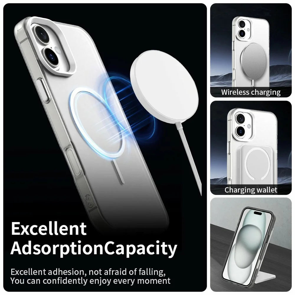 For iPhone 16 Case Candy Color PC + TPU + PET Phone Cover Compatible with MagSafe - White - 3
