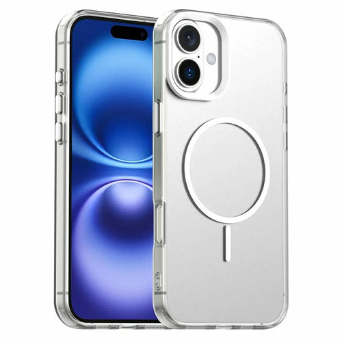 For iPhone 16 Plus Case Candy Color PC + TPU + PET Phone Cover Compatible with MagSafe - White - 1