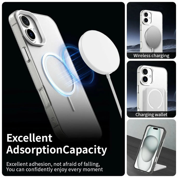 For iPhone 16 Plus Case Candy Color PC + TPU + PET Phone Cover Compatible with MagSafe - White - 3