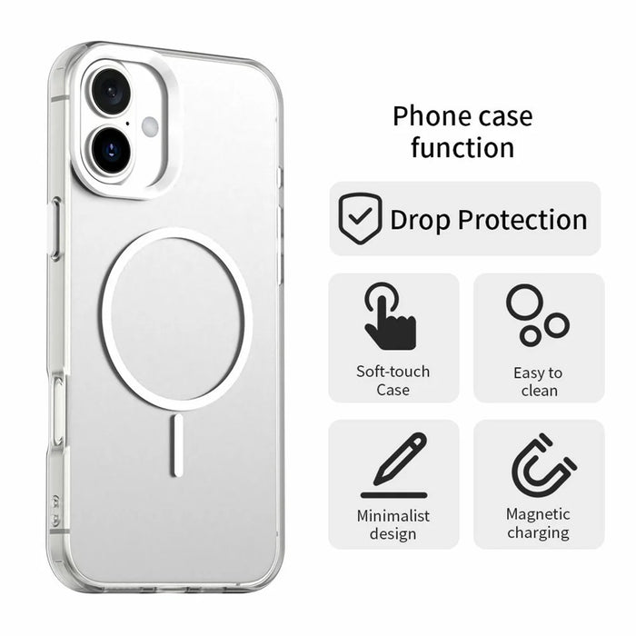 For iPhone 16 Plus Case Candy Color PC + TPU + PET Phone Cover Compatible with MagSafe - White - 6