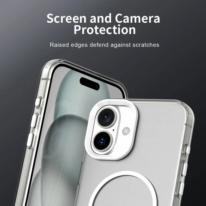 For iPhone 16 Plus Case Candy Color PC + TPU + PET Phone Cover Compatible with MagSafe - White - 7