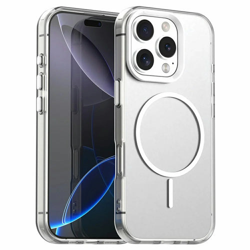 For iPhone 16 Pro Case Candy Color PC + TPU + PET Phone Cover Compatible with MagSafe - White - 1