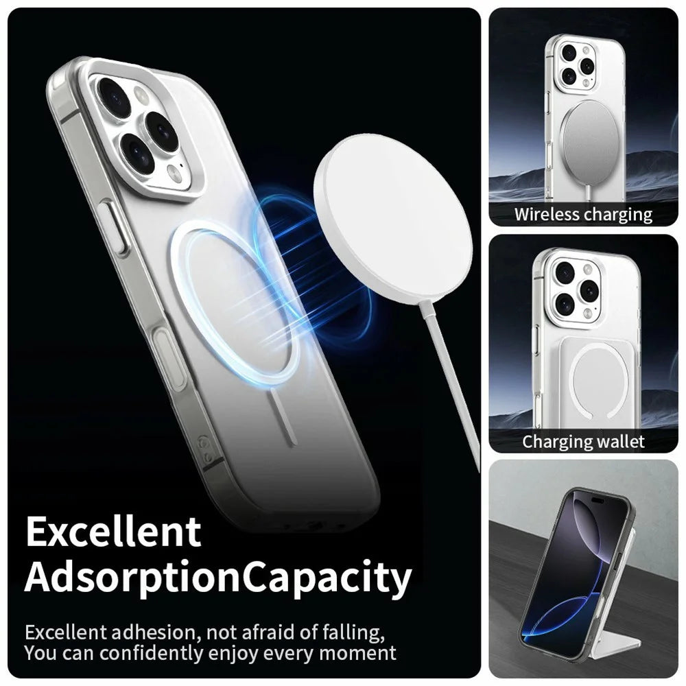 For iPhone 16 Pro Case Candy Color PC + TPU + PET Phone Cover Compatible with MagSafe - White - 3