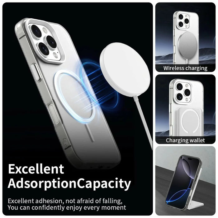 For iPhone 16 Pro Max Case Candy Color PC + TPU + PET Phone Cover Compatible with MagSafe - White - 3
