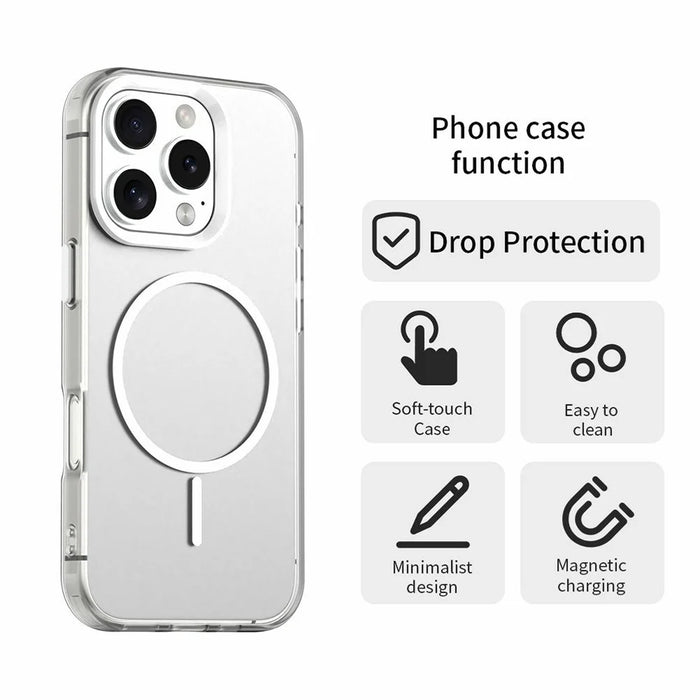 For iPhone 16 Pro Max Case Candy Color PC + TPU + PET Phone Cover Compatible with MagSafe - White - 6