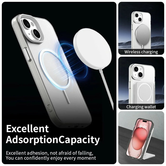 For iPhone 15 Case Candy Color PC + TPU + PET Phone Cover Compatible with MagSafe - White - 3