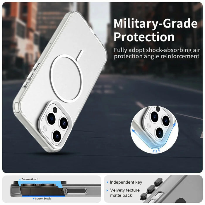 For iPhone 15 Pro Case Candy Color PC + TPU + PET Phone Cover Compatible with MagSafe - White - 2
