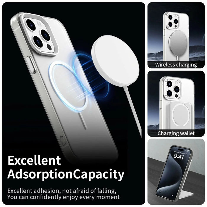 For iPhone 15 Pro Case Candy Color PC + TPU + PET Phone Cover Compatible with MagSafe - White - 3