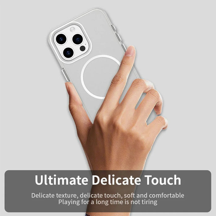 For iPhone 15 Pro Case Candy Color PC + TPU + PET Phone Cover Compatible with MagSafe - White - 5