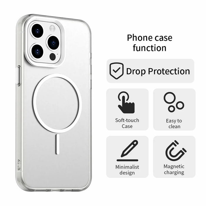 For iPhone 15 Pro Case Candy Color PC + TPU + PET Phone Cover Compatible with MagSafe - White - 6